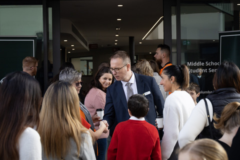 Mr Darren Pitt greets families at Open Day.jpg